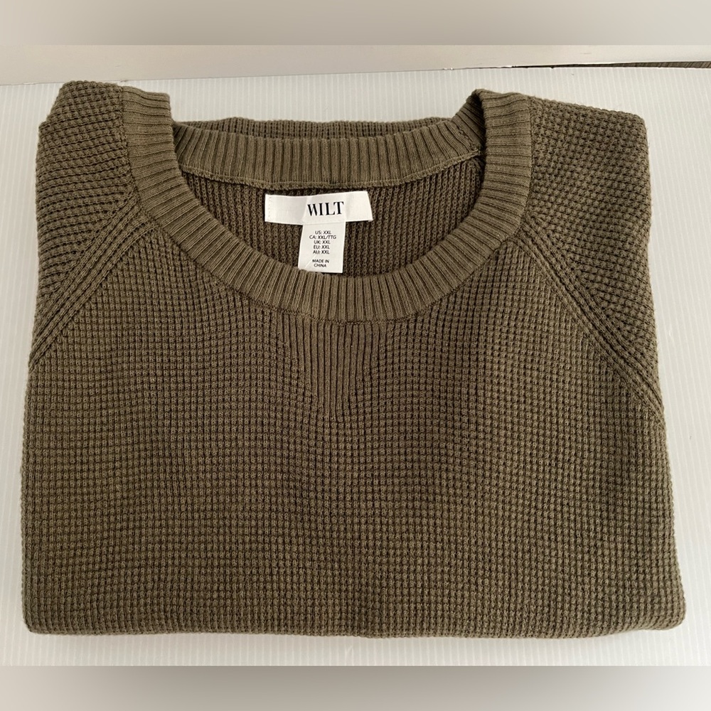 Wilt Cashmere Blend COTTON  LS Crewneck Full Fashion Knit Med Weight Sweater